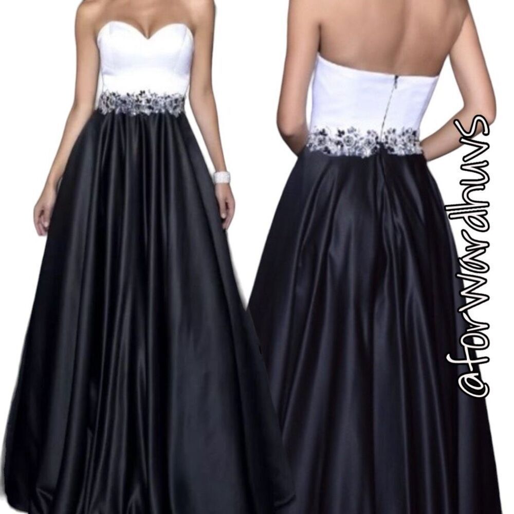 Nina Canacci Satin Sweetheart - Black & White Formal Dress - New with Tags